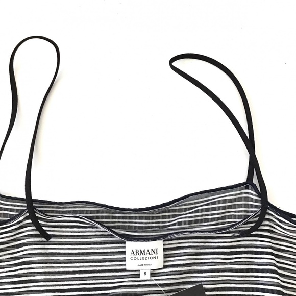 ARMANI COLLEZIONI spaghetti strap sheer stripe top - Picture 6 of 7